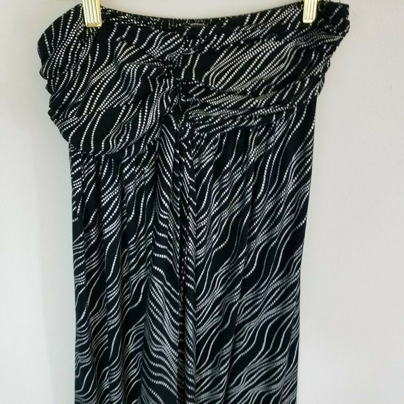 EXPRESS Maxi Skirt Size Small Black & White Faux Tie at Waist Flowy Boho Y2K - Picture 7 of 9